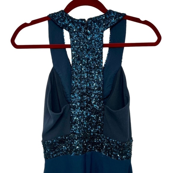 Dress The Population Delani Blue Sequin Trim Gown Maxi Cocktail Dress Women XS - Picture 10 of 13